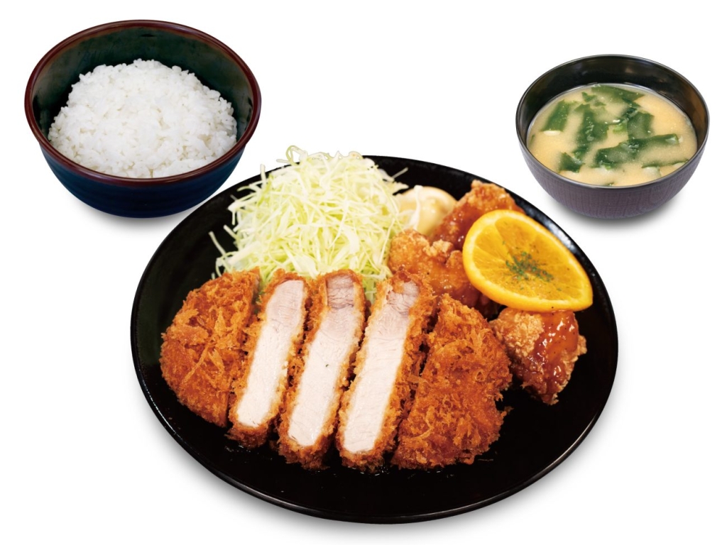 超厚切りリブロースかつ＆オレンジソース唐揚げ（3個）定食
