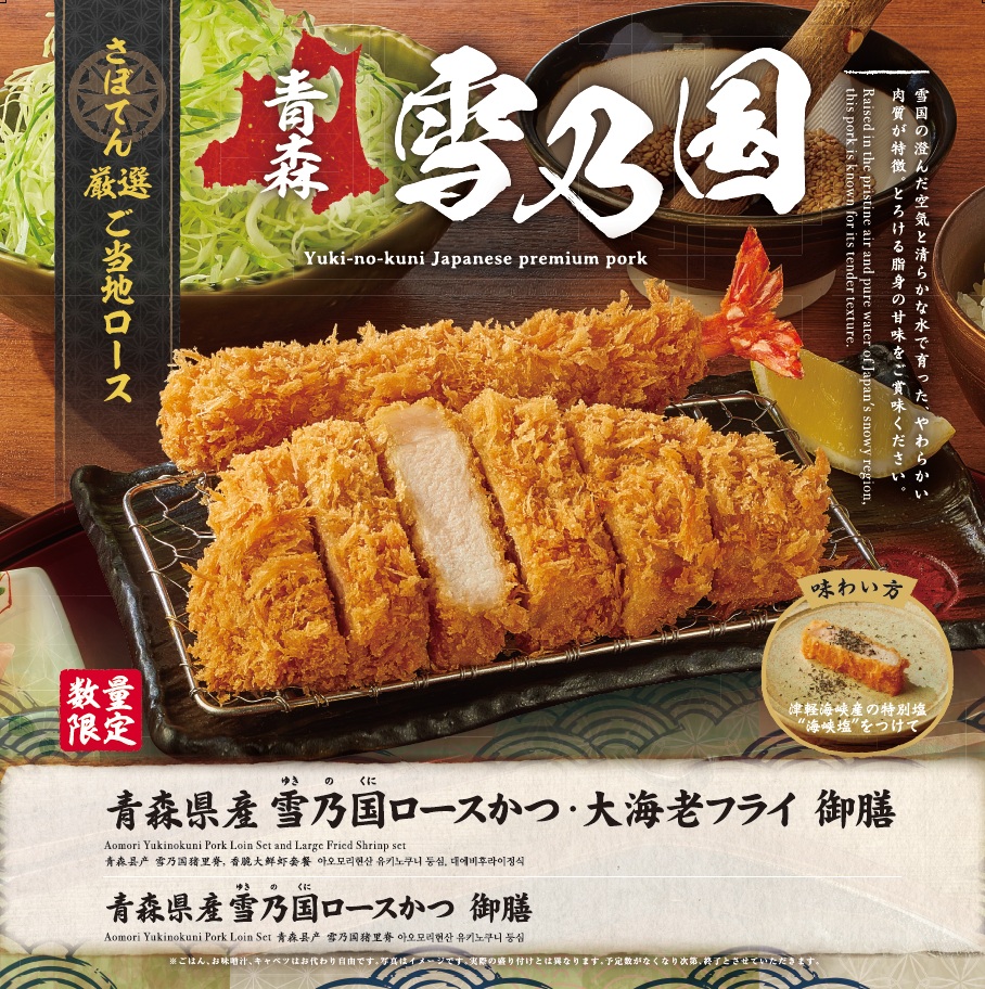青森県産 雪乃国ロースかつ・大海老フライ御膳