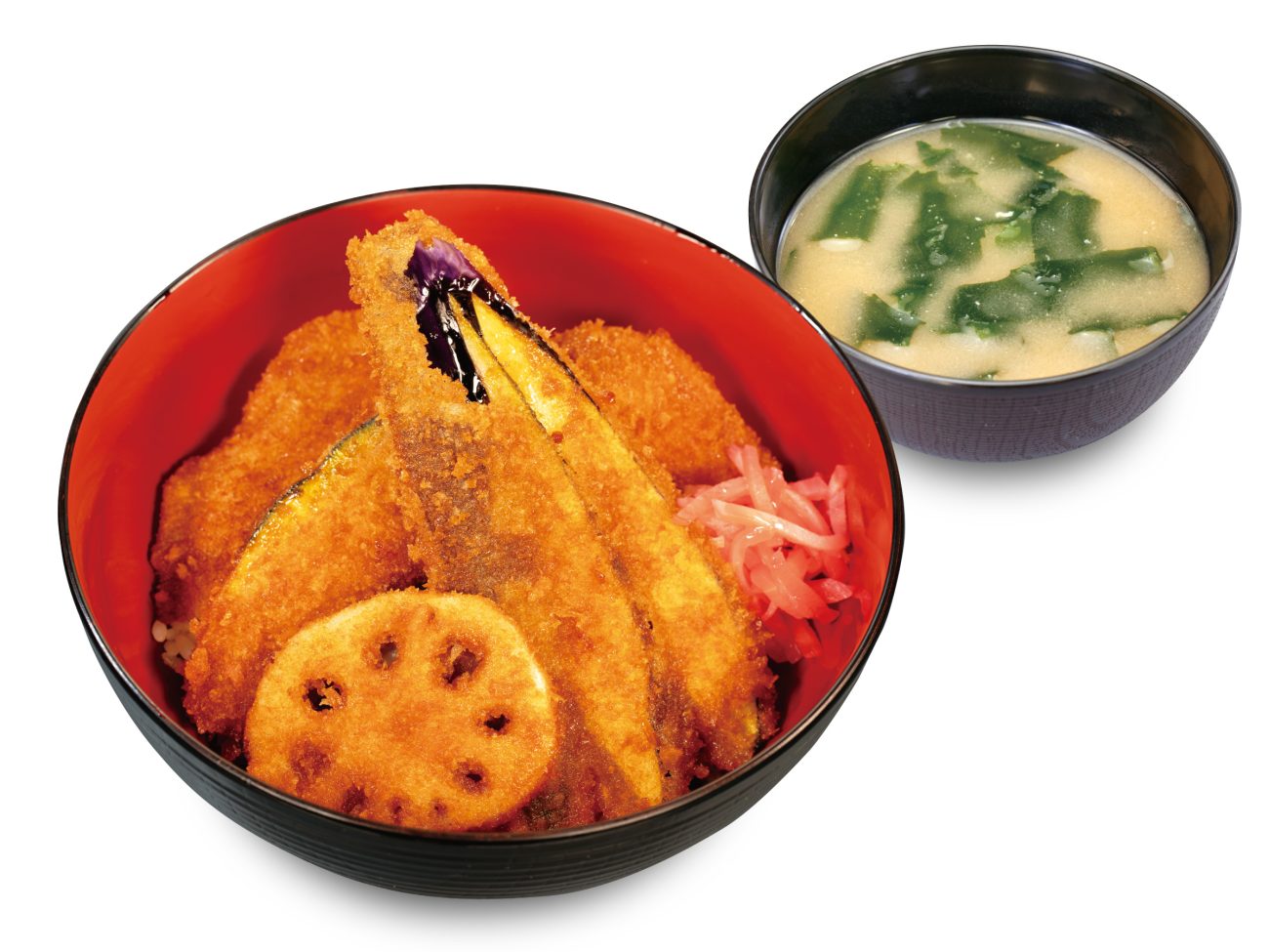 ロースと野菜の合い盛りタレかつ丼