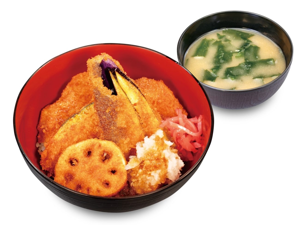 ロースと野菜の合い盛りタレかつ丼トッピング鬼おろし