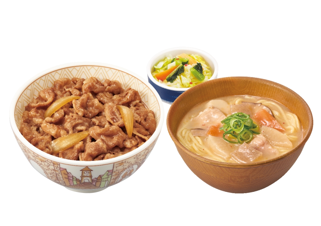 「牛丼(並盛)+とん汁みそらーめんおしんこセット」