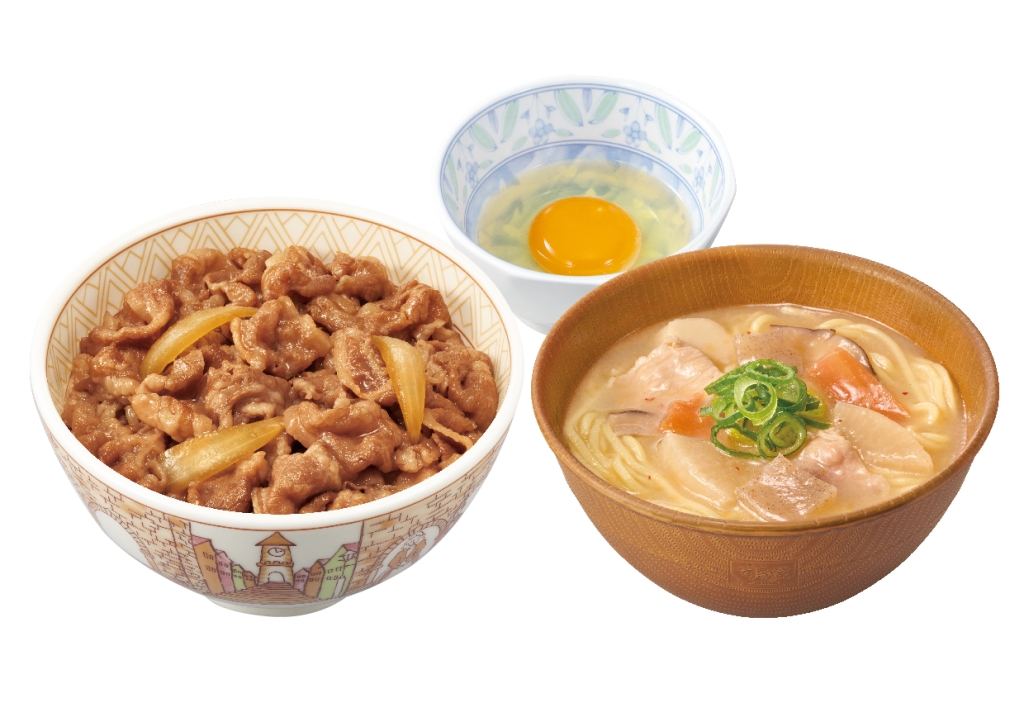 「牛丼(並盛)+とん汁みそらーめんたまごセット」