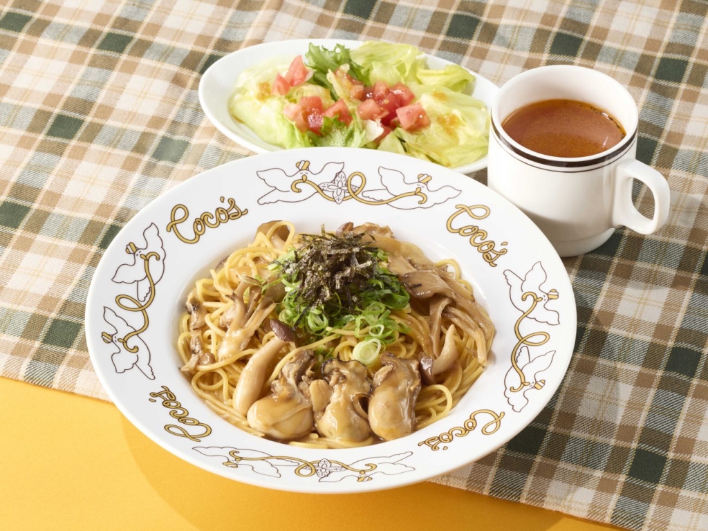 牡蠣ときのこのバター醤油パスタランチ 990円(税込1,089円)