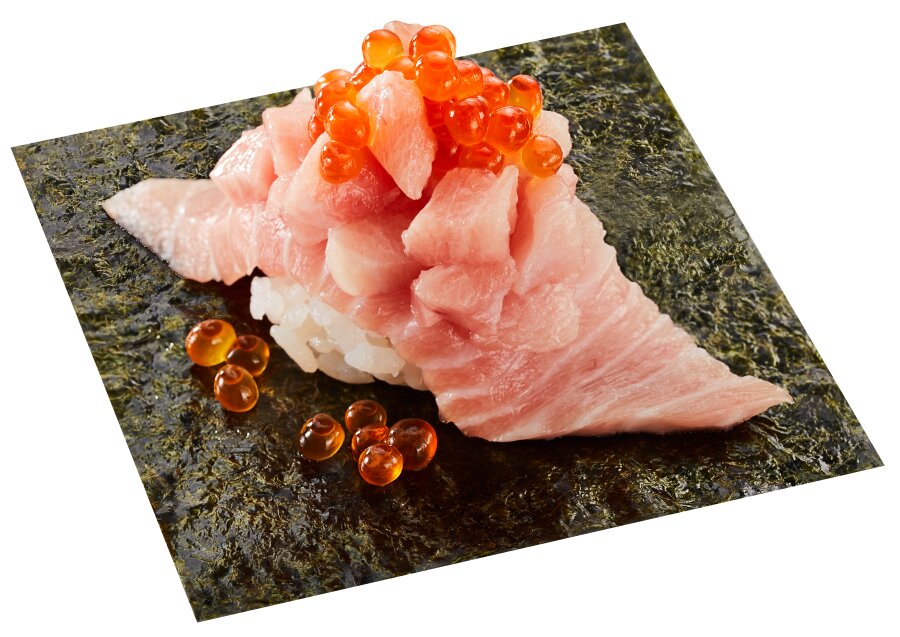 ほおばる贅沢!大とろ尽くし包み いくらのせ 一貫355円(税込390円)～