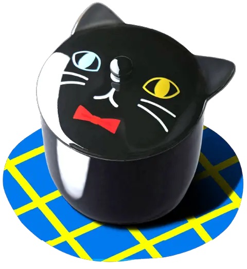 オリジナル くろねこ蓋つきポット