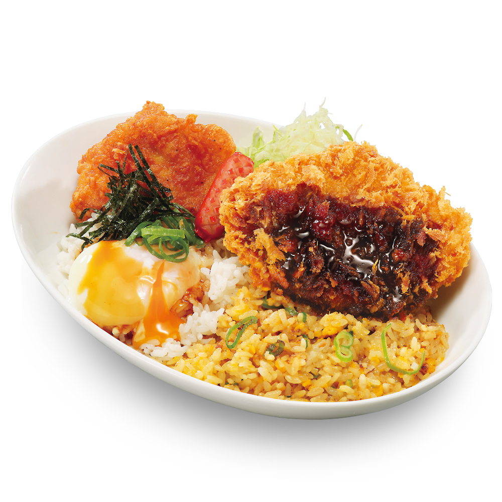 チャーハンとテリたま混ぜご飯の欲張り飯