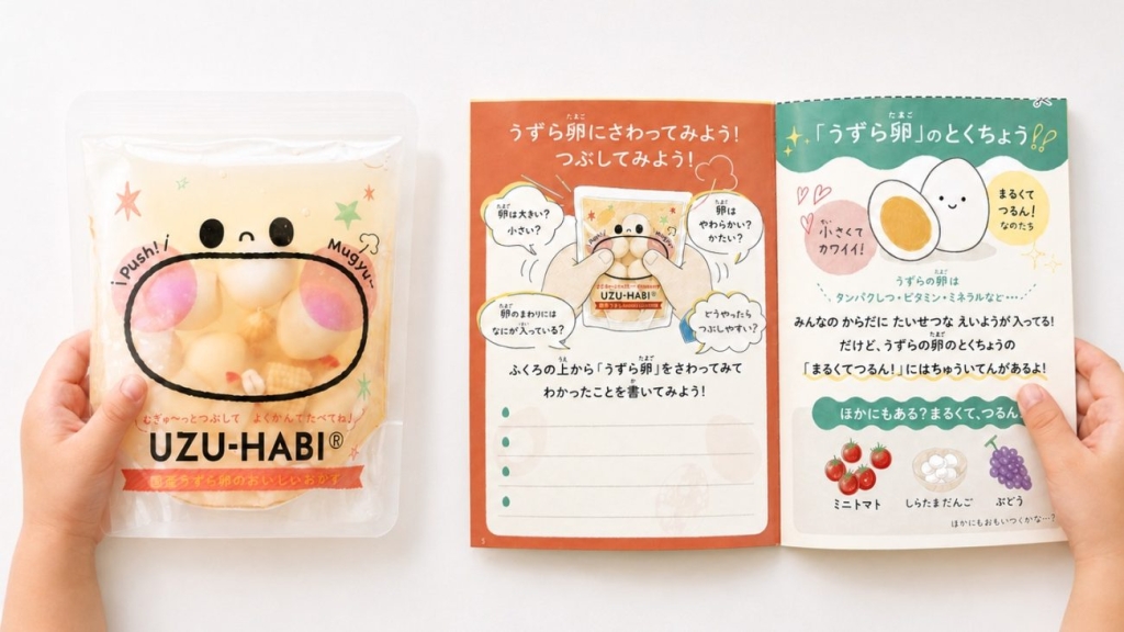 パウチとミニ冊子で安全な食べ方を伝える
