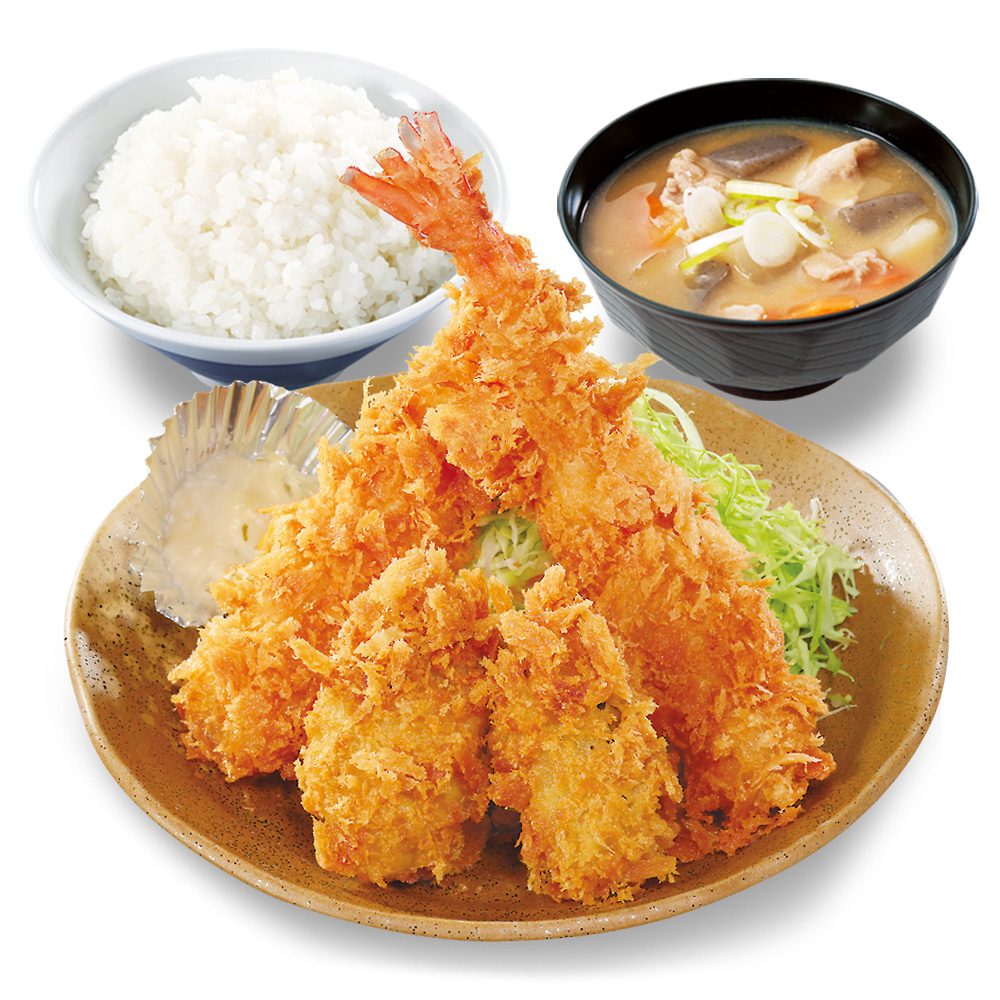 牡蠣と大海老の海鮮フライ定食