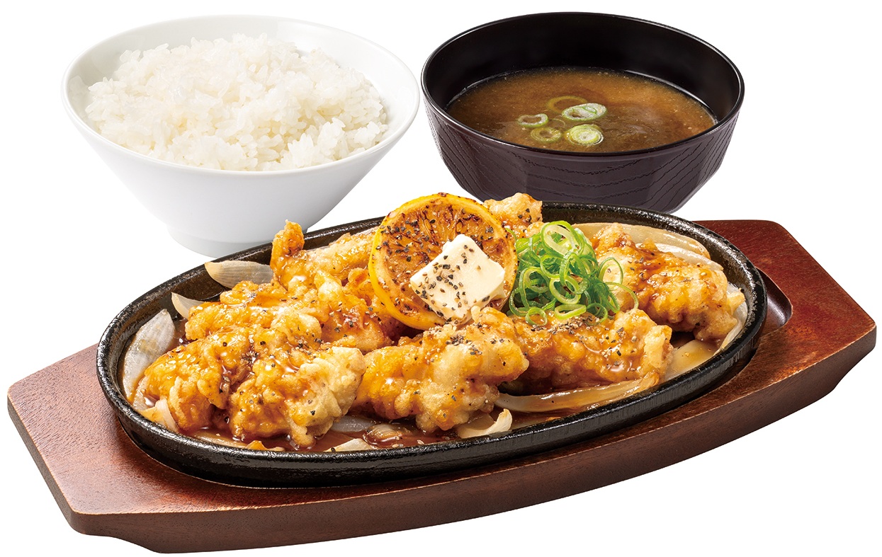 黒胡椒とり天のレモンステーキ定食