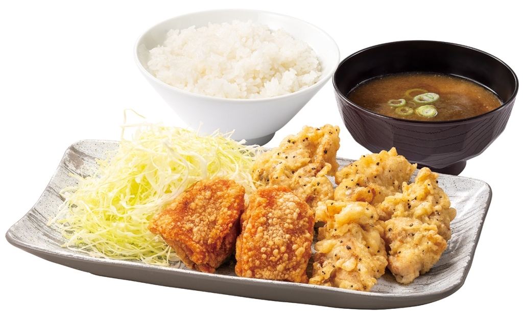 黒胡椒とり天合盛り定食