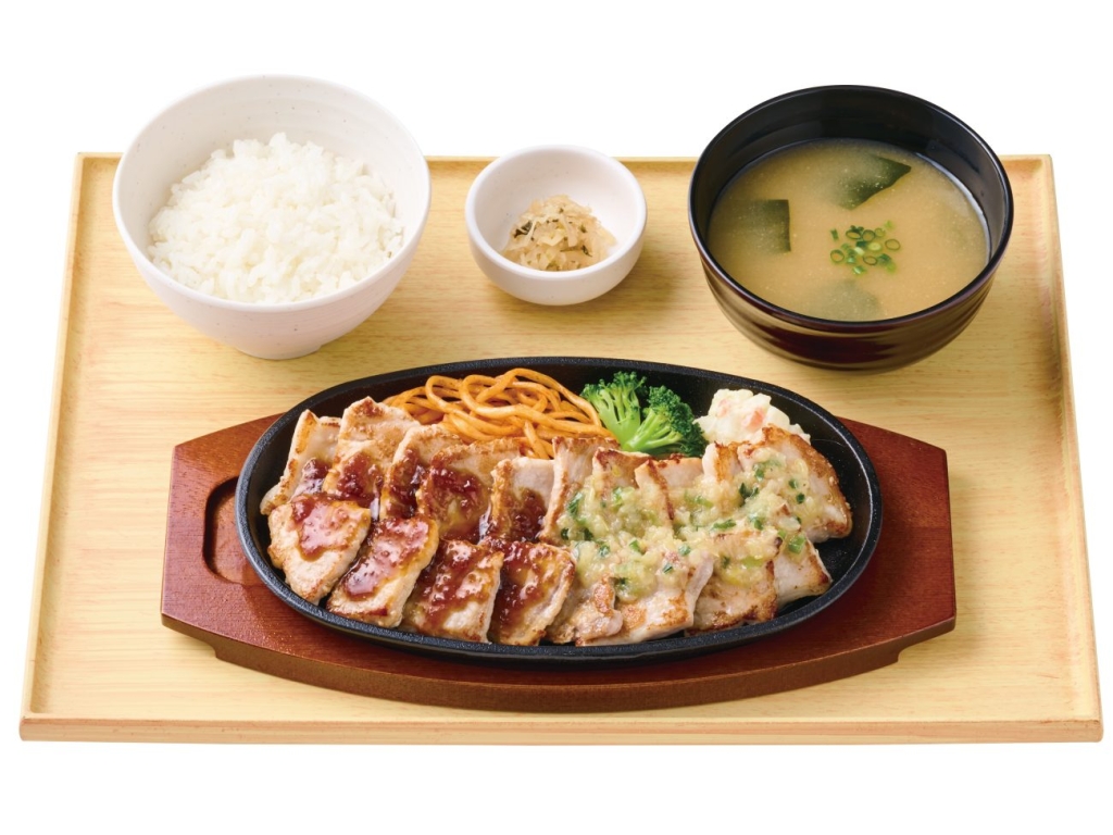 ～柔らか豚もも肉～【お肉2倍】国産ポークカットステーキ定食（和風ソース＆ねぎ塩だれ）