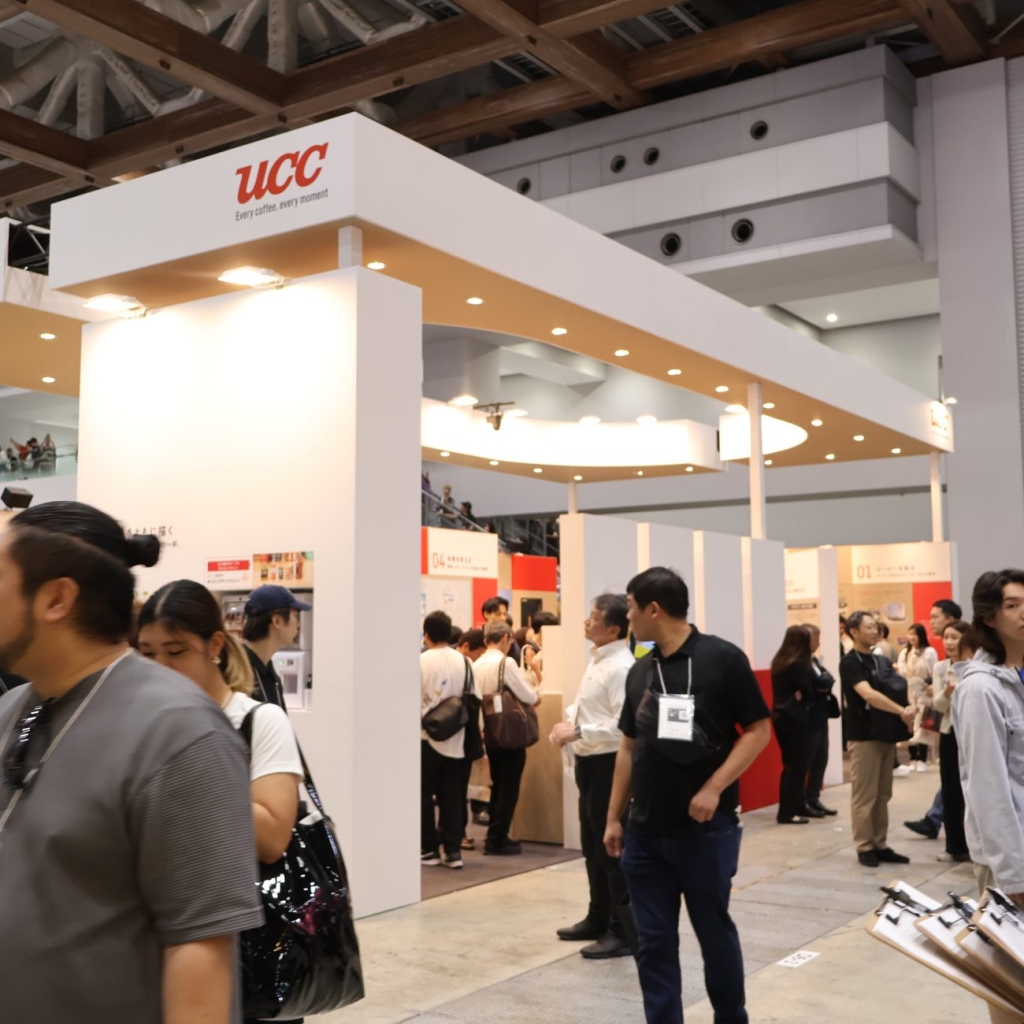 SCAJ2026に出展したUCC上島珈琲のブース。コーヒーの歴史から未来に向けた取り組みまで幅広く紹介した
