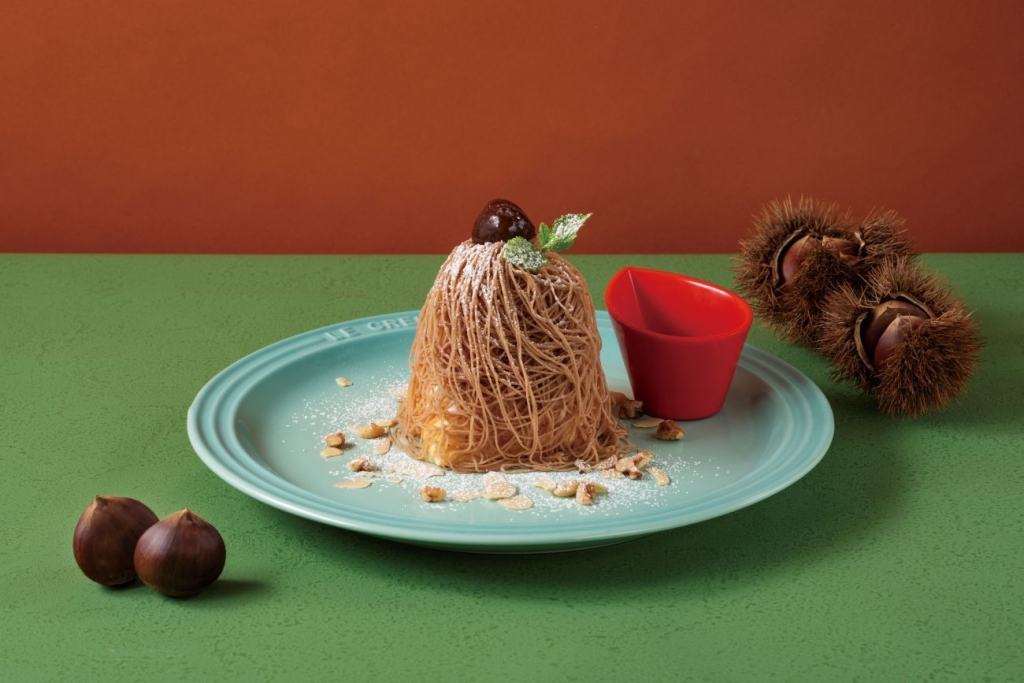 イタリア栗の絞りたてモンブランのちいさな冷やしパンケーキ