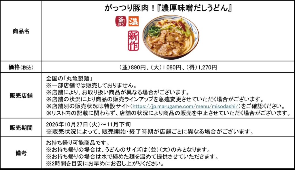 『濃厚味噌だしうどん』概要