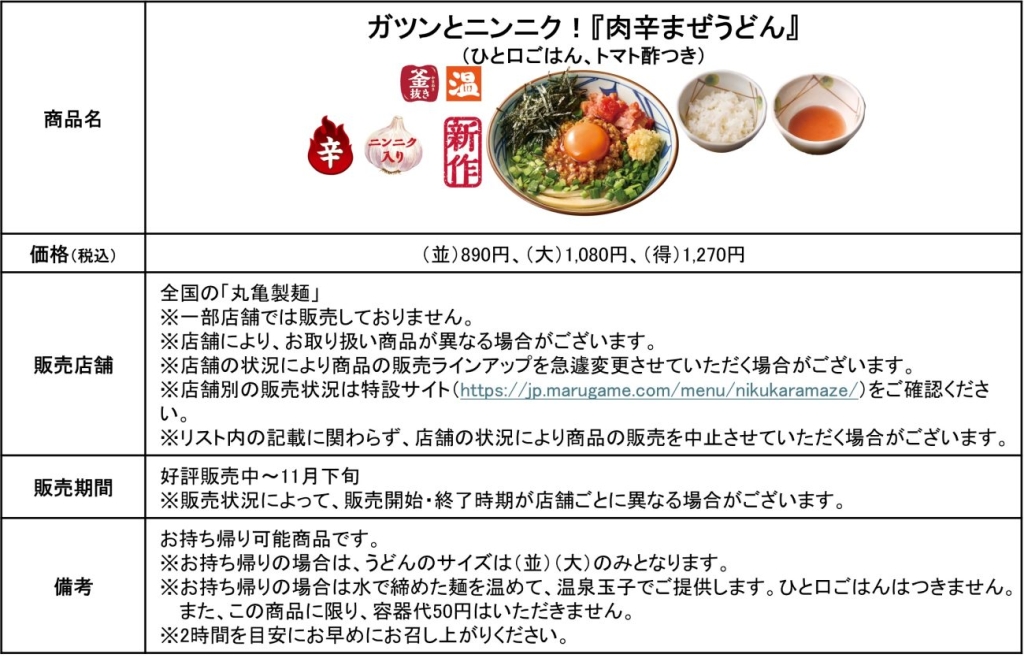 『肉辛まぜうどん』(ひと口ごはん、トマト酢つき)概要