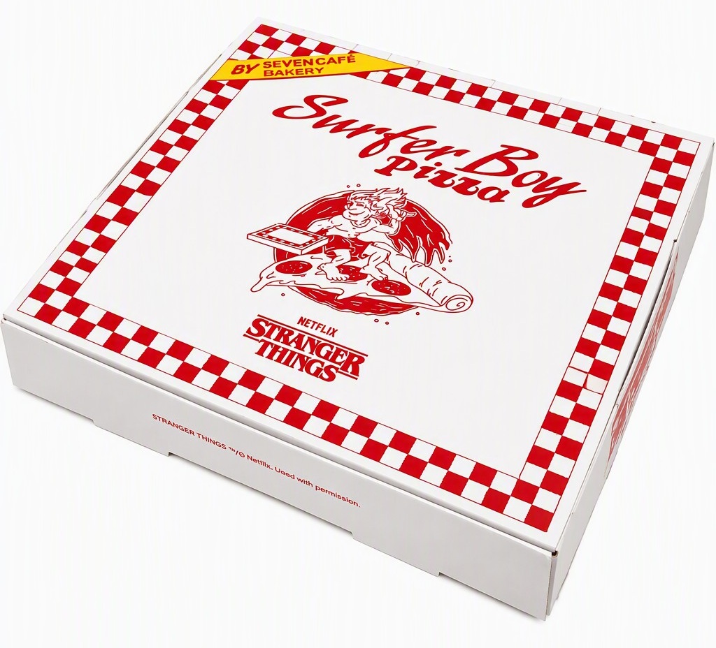 「Netflix ストレンジャー・シングス Surfer Boy Pizza お店で焼いたピザ ふわもちペパロニ」専用のピザボックス