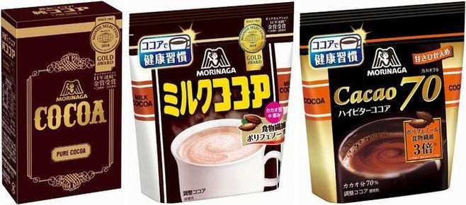 森永製菓「純ココア」「ミルクココア」「カカオ70」