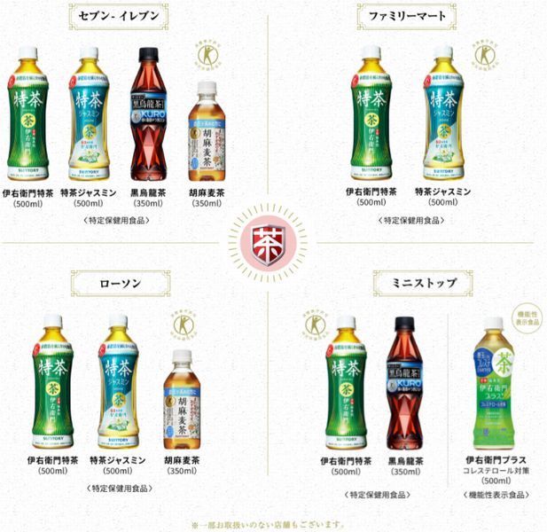 健康茶「無料引換えクーポン」対象賞品と対象コンビニ