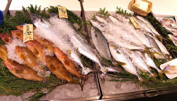 水産売り場には七尾で獲れた丸魚が並ぶ