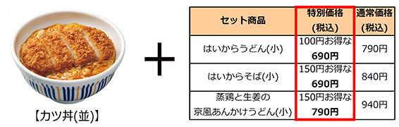 なか卯「カツ丼15周年フェア」対象商品