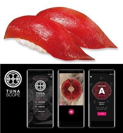 くら寿司「極み熟成AIまぐろ」と「TUNA SCOPE」使用画面