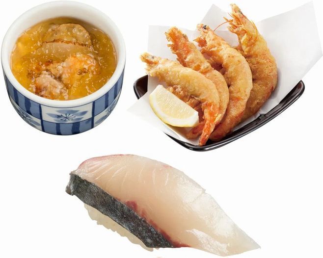 スシローの夏「和風ジュレの冷製茶碗蒸し」「まるごと海老の柚子こしょう天ぷら」「しまあじ」