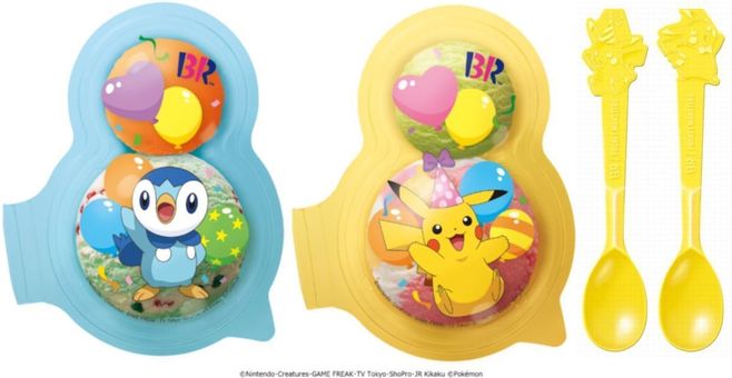 サーティワンアイスクリーム「ポケモン ダブルパック」ピカチュウ・ポッチャマとピカチュウスプーン