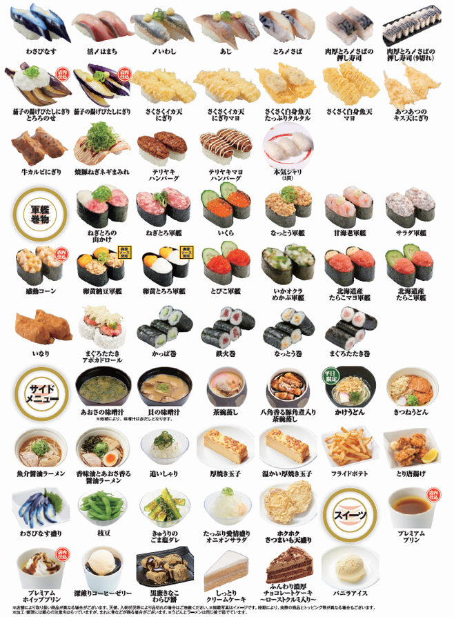 かっぱ寿司「まちがい探し 食べホー」対象メニュー