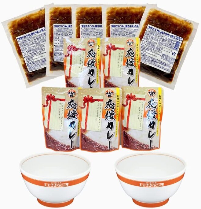 「東京チカラめし 福袋 冷凍焼き牛丼の具 5袋入り チカラめしカレー 5袋 ペアどんぶりセット(大盛どんぶり)」
