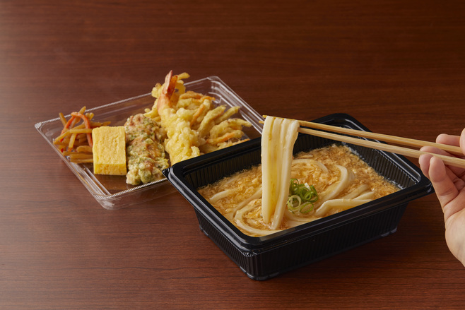 「熱盛 かけうどん弁当」食べ方イメージ