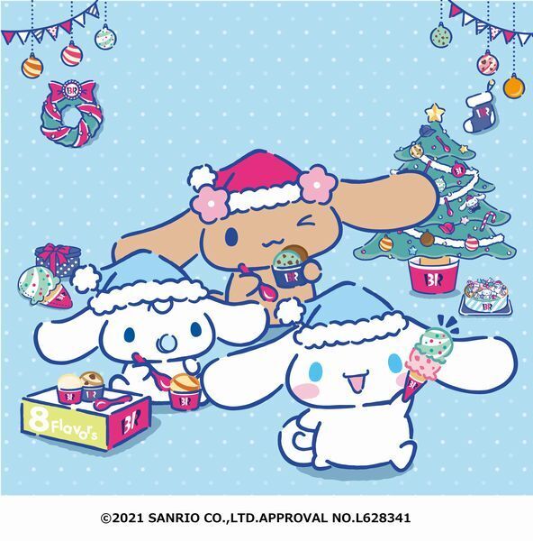 サーティワン「シナモロールのハッピークリスマス」キャンペーンイメージ(C)2021 SANRIO CO.,LTD.APPROVAL NO.L628341