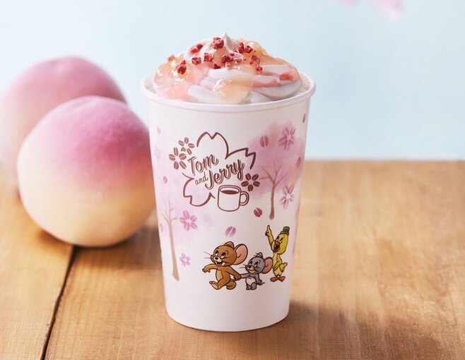 タリーズコーヒー「トムとジェリー &TEA 桜香る桃のティーオーレ」