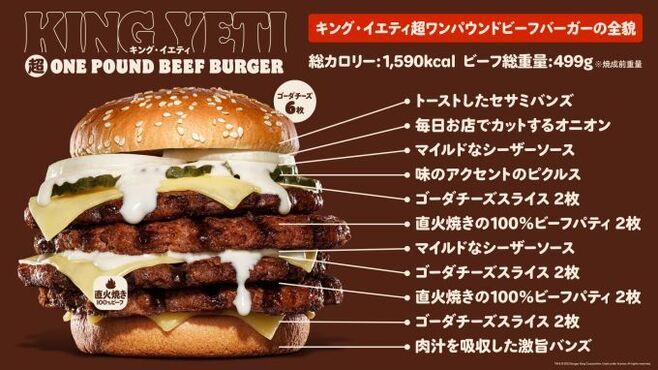 バーガーキング「キング・イエティ超ワンパウンドビーフバーガー」中身解説