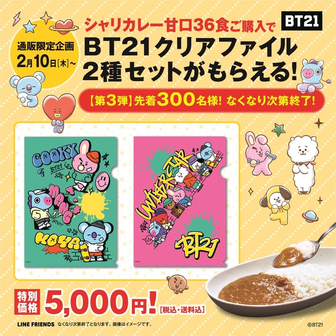 くら寿司ネット通販「BT21クリアファイル」2種付き「シャリカレーセット」B(甘口)