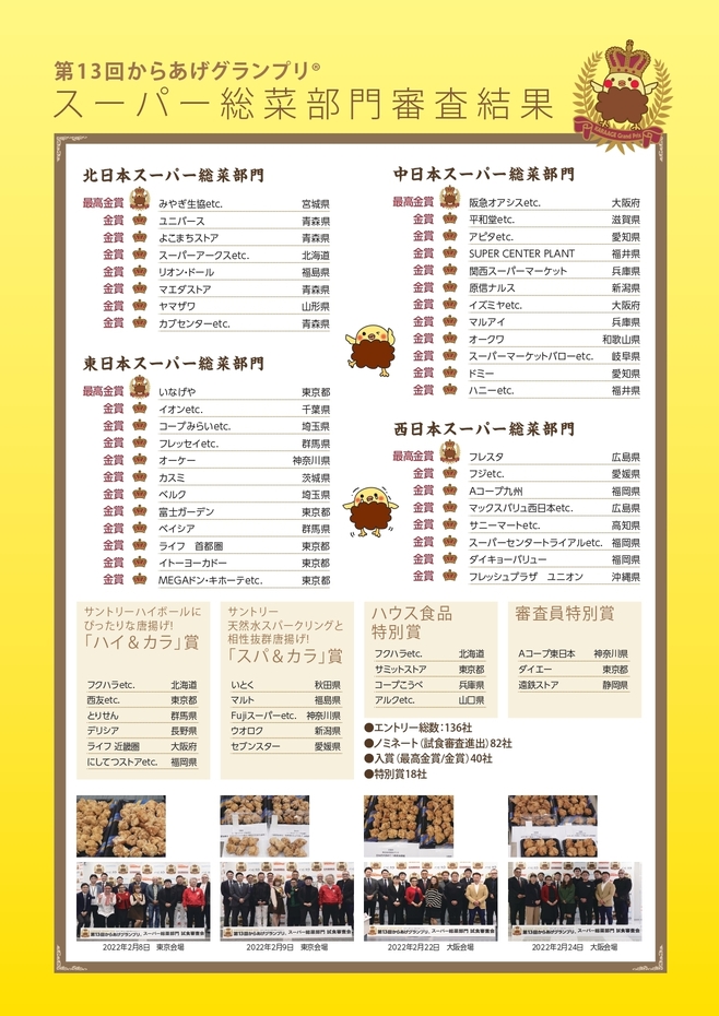 「第13回からあげグランプリ」スーパー総菜部門 受賞店一覧