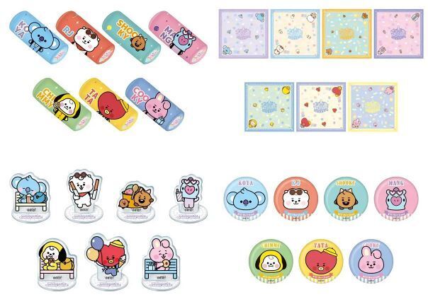 「BT21 MerryLand」ミニゲーム景品 A賞(左上)、B賞(右上)、C賞(左下)、D賞(右下)