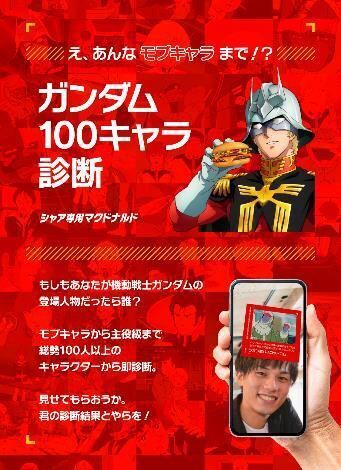 シャア専用マクドナルド「ガンダム100キャラ診断」イメージ