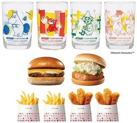 ロッテリア「MOOMIN 食べてそろえて♪カラフルミニグラス付きセット」コンプリートパック