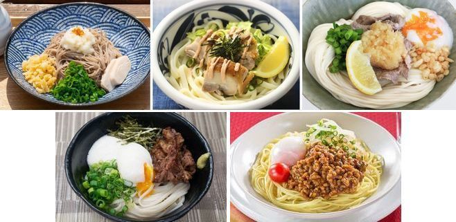 部門優勝・特別賞　受賞作(上段＝そば、うどん、そうめんの各部門賞 下段＝全乾麺賞、日本アクセス賞)