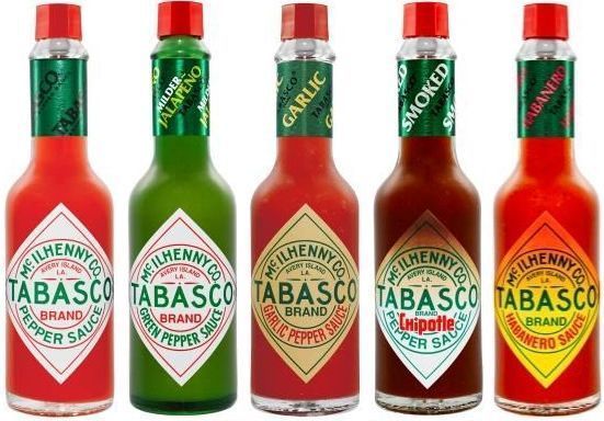 TABASCO Brandの既存製品(オリジナル、ハラペーニョ、ガーリック、チポートレイ、ハバネロ)