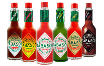 TABASCO Brandの製品(オリジナル、ハラペーニョ、ガーリック、チポートレイ、ハバネロ)