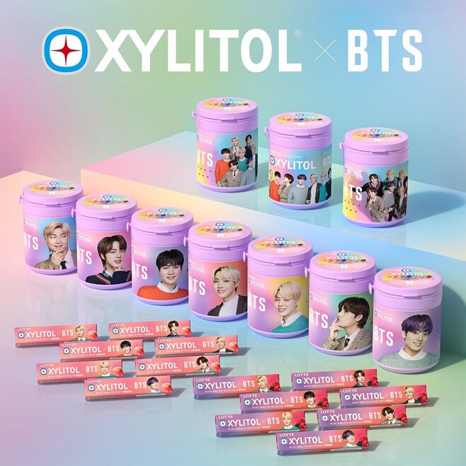 ロッテ×BTS「キシリトールガム〈ベリーミックス7〉」「キシリトールガム〈ピーチ〉」「キシリトールガム BTS Smileボトル」