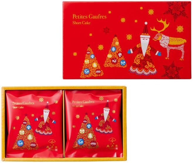 上野風月堂「プティゴーフル クリスマスパッケージ ショートケーキ味」(2021年クリスマスコレクション)