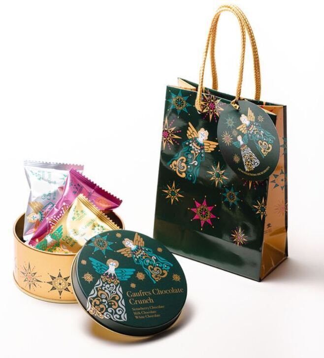 上野風月堂「ゴーフル チョコレートクランチ クリスマス缶」(2021年クリスマスコレクション)